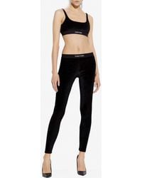 Tom Ford - Logo-Waistband Velvet Leggings - Lyst