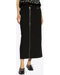 Ganni - Zip-Up Crepe Midi Skirt - Lyst