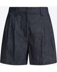 Brunello Cucinelli - Pleated Denim Shorts - Lyst