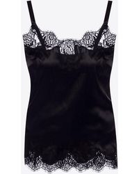 Dolce & Gabbana - Lace-Trimmed Satin Top - Lyst