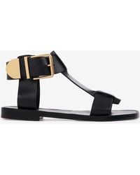 Chloé - Rebecca Leather Flat Sandals - Lyst