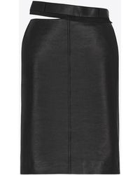 Fendi - Cut-Out Leather Midi Pencil Skirt - Lyst