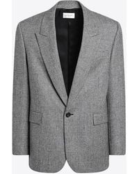 Saint Laurent - Prince Of Wales Wool Flannel Jacket - Lyst