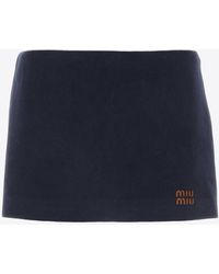 Miu Miu - Logo-Embroidered Padded Mini Skirt - Lyst