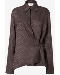 Fendi - Ff Logo Long-Sleeved Silk Shirt - Lyst