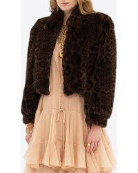 Chloé - Leopard Print Faux Fur Cropped Jacket - Lyst