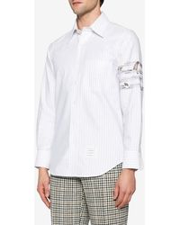 Thom Browne - Geese 4-Bar Pinstripe Long-Sleeved Shirt - Lyst