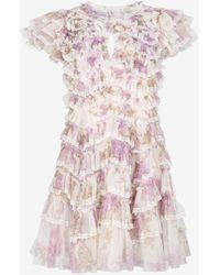 Needle & Thread - Wisteria Floral Lace Ruffled Mini Dress - Lyst