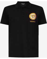 Versace - Medusa Embroidered Polo T-Shirt - Lyst