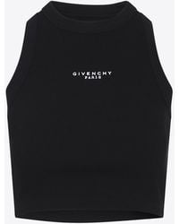 Givenchy - Logo Embroidered Cropped Tank Top - Lyst