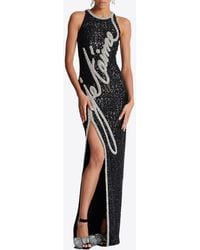 Balmain - Love Letter Embroidered Sequined Gown - Lyst
