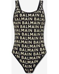 Balmain - All-over Logo Swimsuit - Lyst