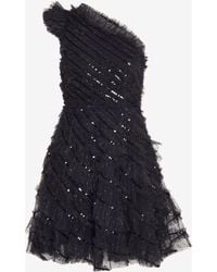 Needle & Thread - Spiral Sequin One-Shoulder Mini Dress - Lyst