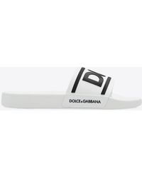 Dolce & Gabbana - Dg Logo Rubber Sliders - Lyst