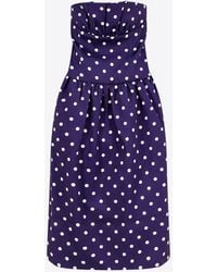 Self-Portrait - Polka Dot Strapless Satin Midi Dress - Lyst