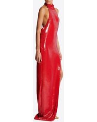 Balmain - Halterneck Sequined Gown - Lyst