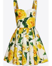 Dolce & Gabbana - Rose Print Sleeveless Mini Dress - Lyst
