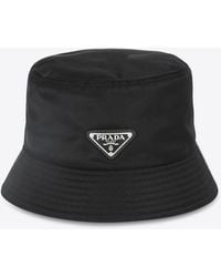 Prada - Triangle Logo Bucket Hat - Lyst
