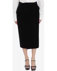Saint Laurent - Wrap Velvet Skirt - Lyst