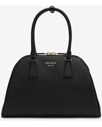 Prada - Medium Saffiano Leather Top Handle Bag - Lyst