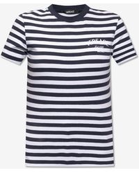 Versace - Logo Embroidered Striped T-Shirt - Lyst