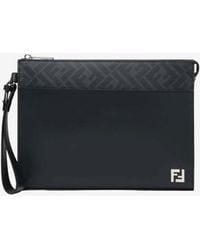 Fendi - Ff Squared Leather Clutch Bag - Lyst