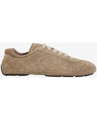 Prada - Monte Carlo Suede Lamb Leather Sneakers - Lyst