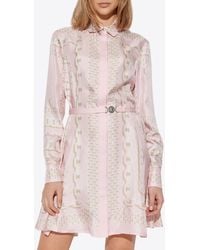 Versace - Barocco Chain Pattern Mini Shirt Dress - Lyst