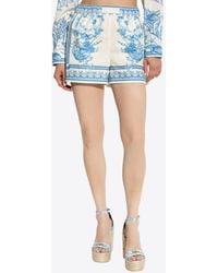 Versace - Underwater Barocco Print Mini Shorts - Lyst