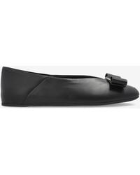 Ferragamo - Vanna Vara Bow Leather Ballet Flats - Lyst