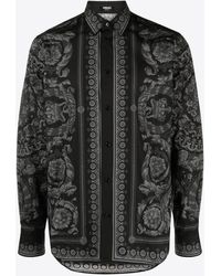 Versace - Barocco Print Long-Sleeved Shirt - Lyst