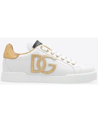 Dolce & Gabbana - Portofino Dg Logo Leather Sneaker - Lyst