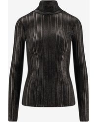 Elisabetta Franchi - Ribbed High-Neck Sweater - Lyst