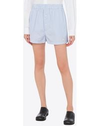 Moschino - Goose Embroidery Mini Striped Shorts - Lyst