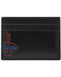 Loewe - Embossed Logo Glossy Leather Cardholder - Lyst