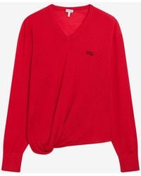 Loewe - Wool Draped V-Neck Sweater - Lyst