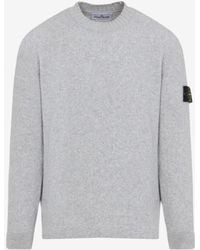 Stone Island - Logo Patch Wool Sweater - Lyst