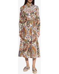 Etro - Paisley Print Belted Midi Shirt Dress - Lyst