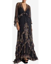 Etro - Paisley Print Ruffled Silk Gown - Lyst