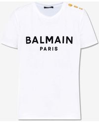 Balmain - Logo Print Short-Sleeved T-Shirt - Lyst