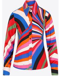 Emilio Pucci - Long-Sleeved Iride-Print Silk Shirt - Lyst