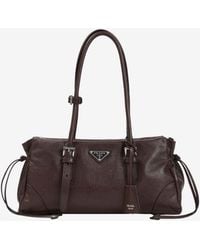 Prada - Triangle Logo Leather Shoulder Bag - Lyst