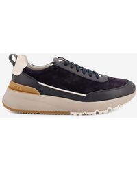 Brunello Cucinelli - Leather And Suede Low-Top Sneakers - Lyst