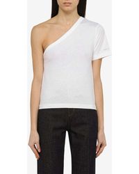 Calvin Klein - One-Shoulder Logo-Patch T-Shirt - Lyst