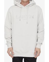Lanvin - Logo Embroidered Hooded Sweatshirt - Lyst