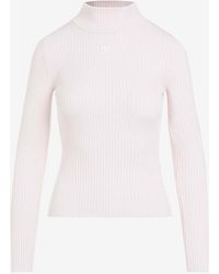 Courreges - High-Neck Logo-Patch Rib-Knit Sweater - Lyst