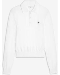 Celine - Triomphe Embroidered Polo Sweater - Lyst