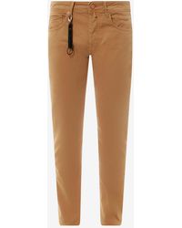 Incotex - Suede Logo Patch Straight-Leg Pants - Lyst
