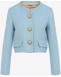 Valentino - Single-Breasted Cropped Jacket - Lyst