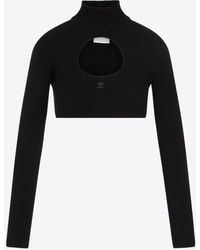Courreges - Cut-Out Rib Knit Cropped Top - Lyst